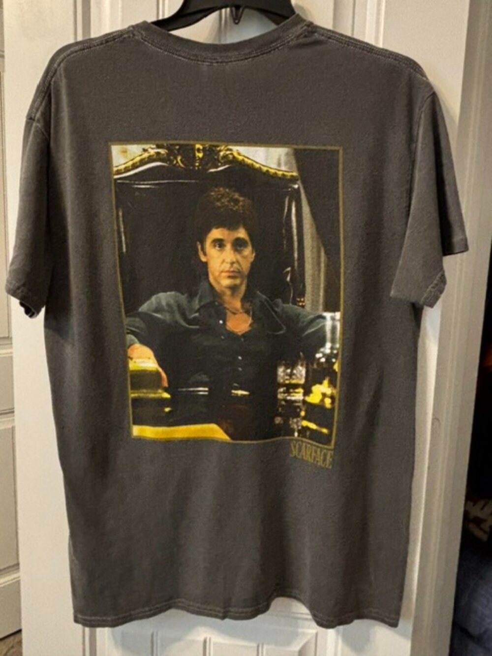 Scarface Mens Shirt Gray L Short Sleeve Movie Tee Tony Montana Ripple Junction